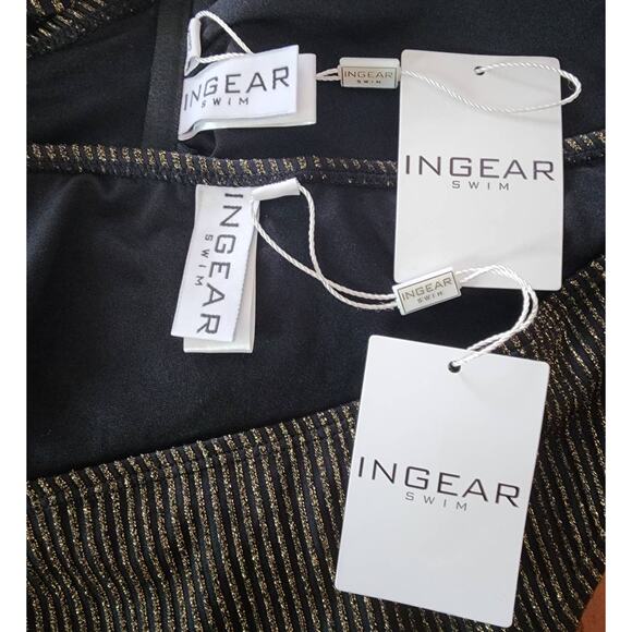 Ingear Black & Gold Metallic Striped Bikini Set Women’s Size XL - Picture 3 of 8